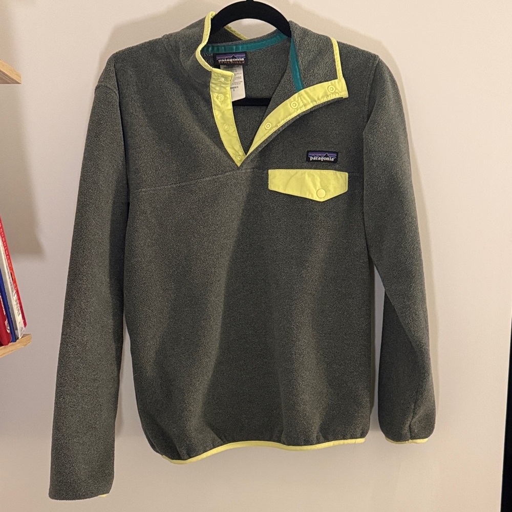 Patagonia Charcoal Fleece with Neon Yellow Trim